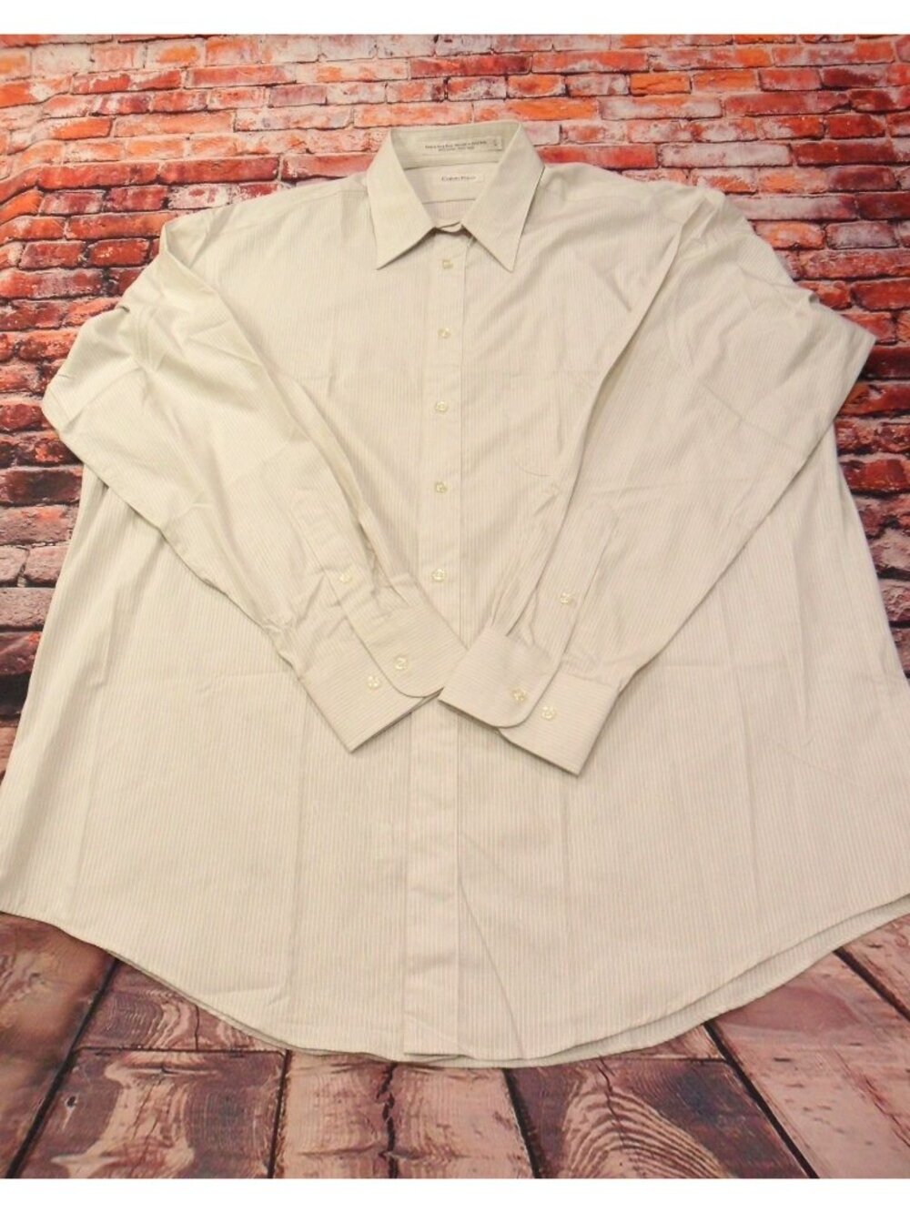 Calvin Klein Men's Collection Button Up Long Sleeve Dress Shirt  17 36  100% Cot